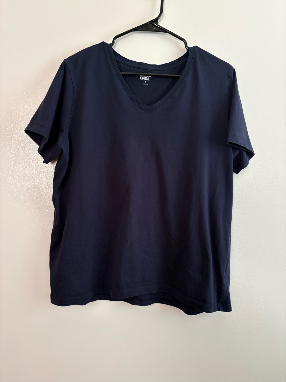 Lands' End Classic Women's Navy Blue V-Neck Short Sleeve Tee Size XL